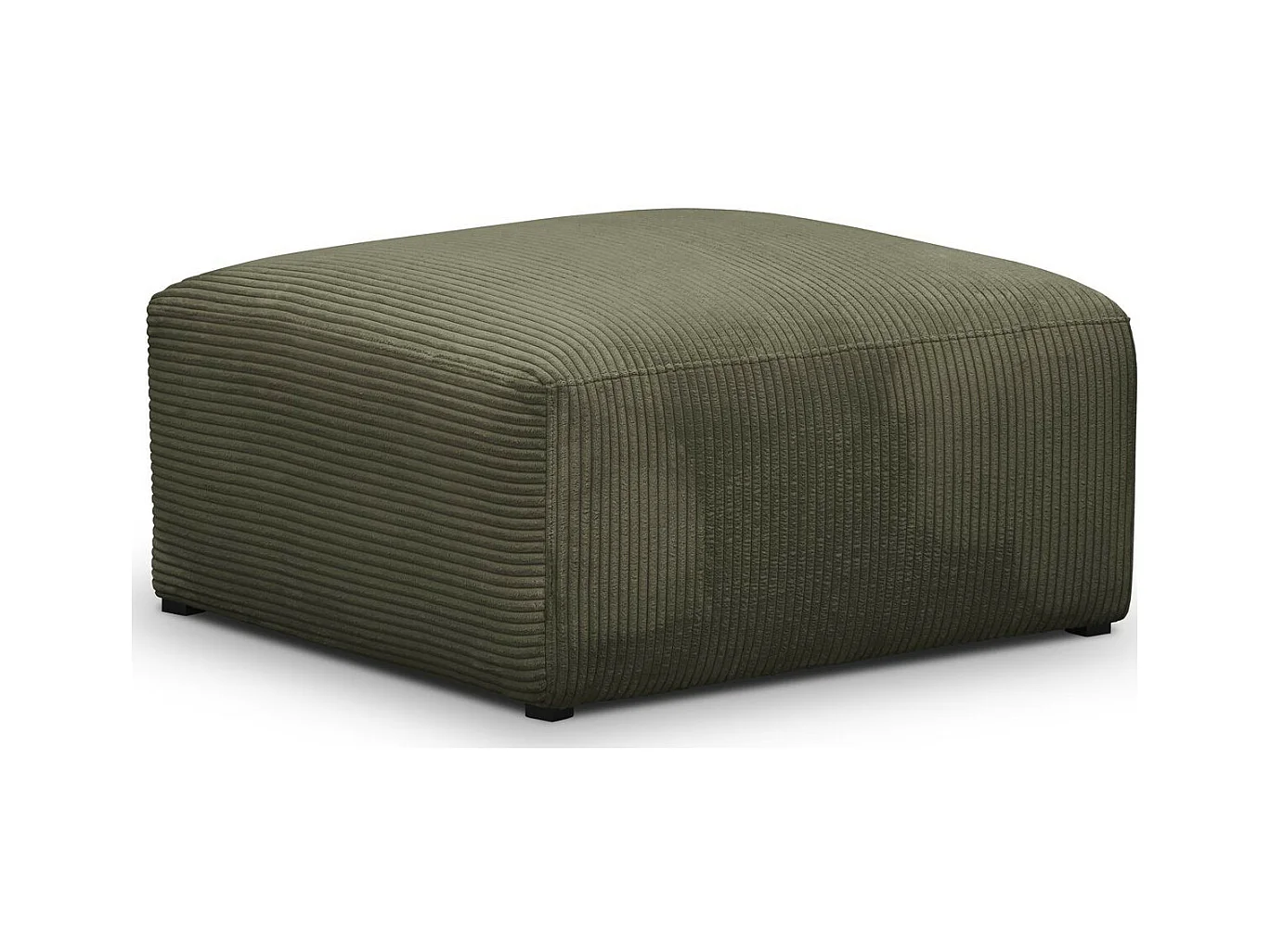 Pouf / repose-pieds modulable en velours côtelé vert kaki - Modulo