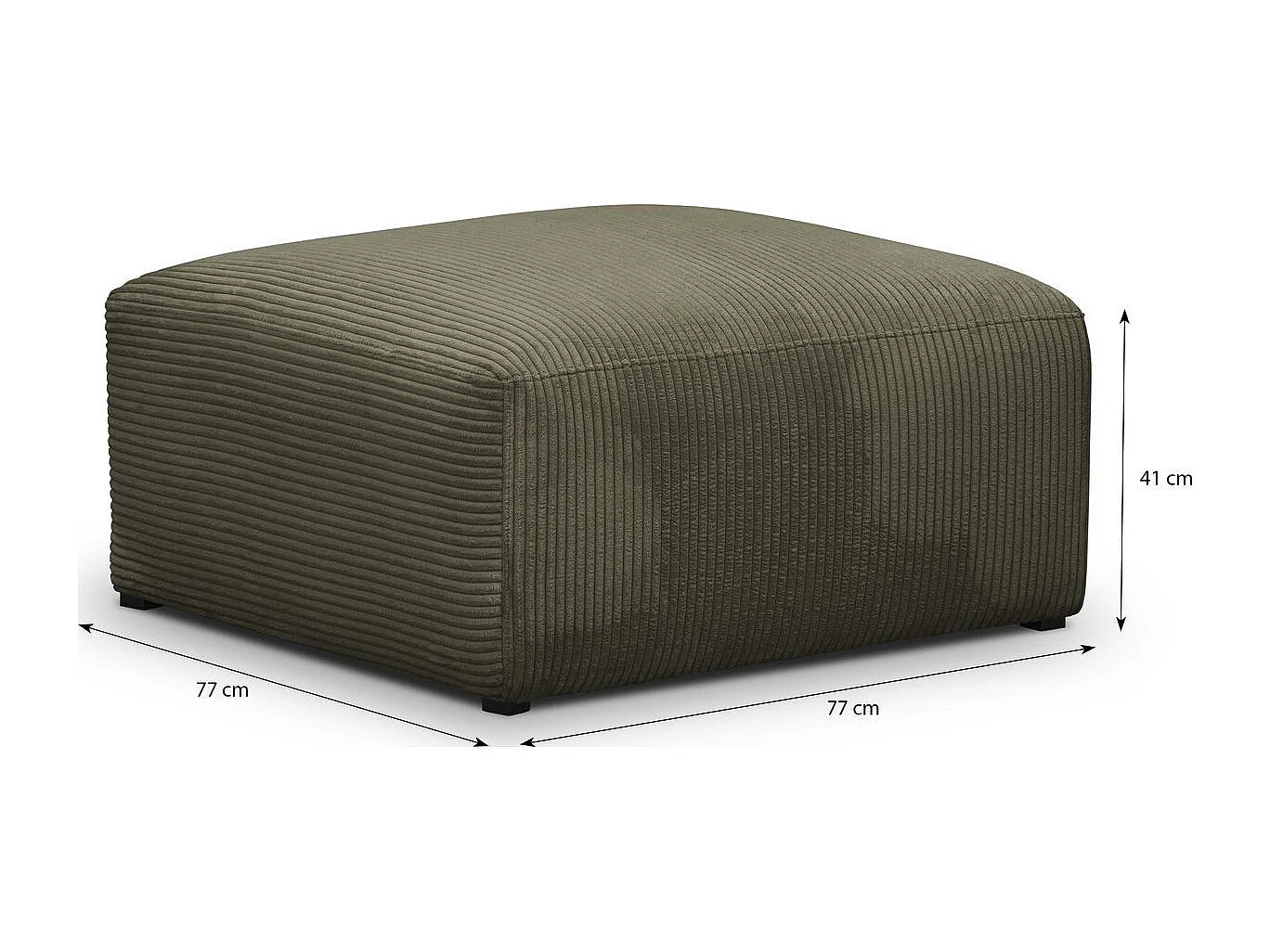 Pouf / repose-pieds modulable en velours côtelé vert kaki - Modulo
