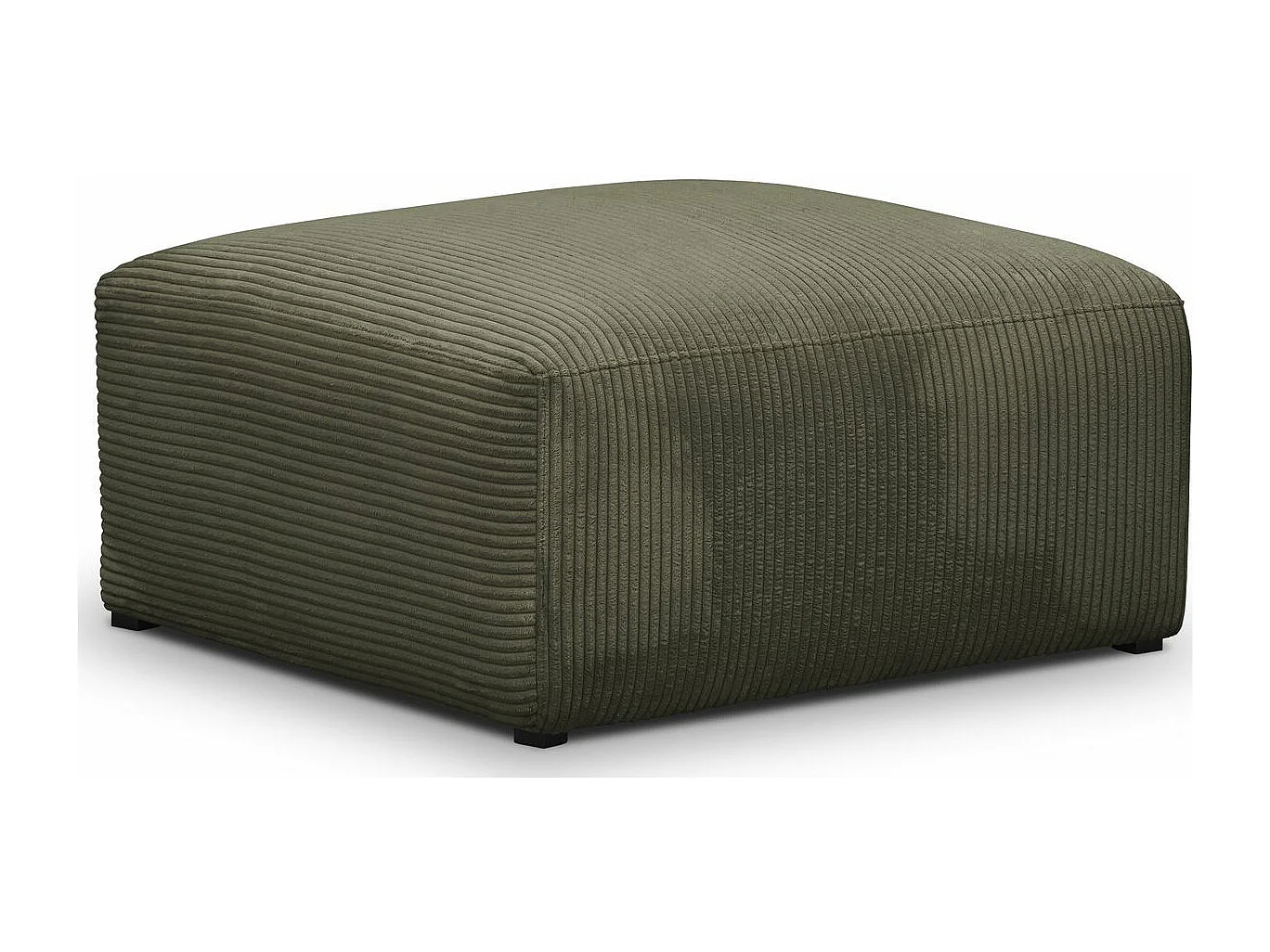 Pouf / repose-pieds modulable en velours côtelé vert kaki - Modulo