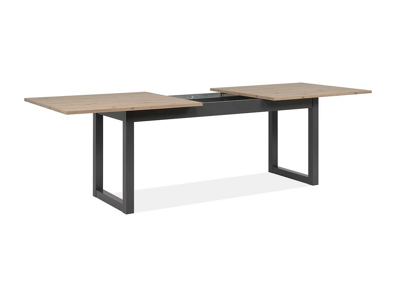 Table à manger extensible 8 à 10 personnes effet chêne et anthracite 200/240 cm - Nora
