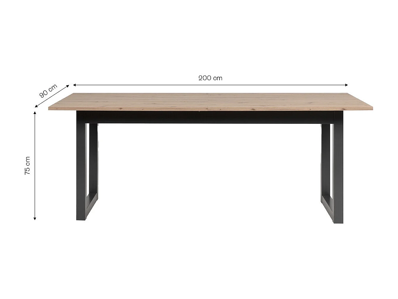 Table à manger extensible 8 à 10 personnes effet chêne et anthracite 200/240 cm - Nora