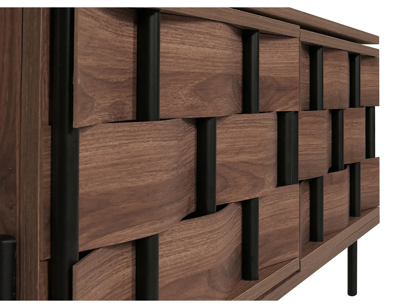 TV-Rack MCW-M44, Fernsehtisch Lowboard TV-Schrank Kommode, Staufächer, 3D-Flecht-Design Push-to-open Türen 120cm, braun