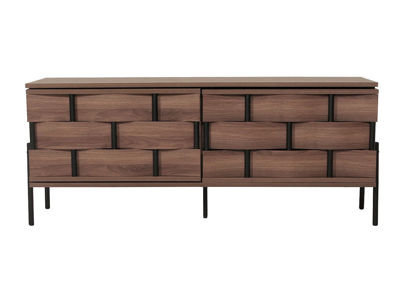 TV-Rack MCW-M44, Fernsehtisch Lowboard TV-Schrank Kommode, Staufächer, 3D-Flecht-Design Push-to-open Türen 120cm, braun