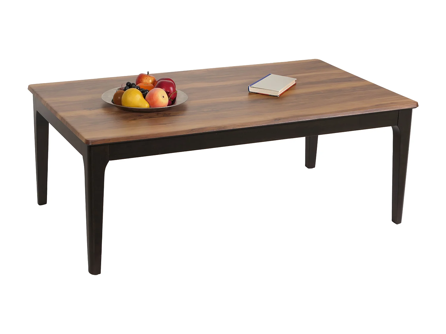 Couchtisch MCW-M55, Beistelltisch Sofatisch Massiv-Holz HDF Laminat Melamin 46x120x70cm Sheesham Holz-Optik dunkle Beine