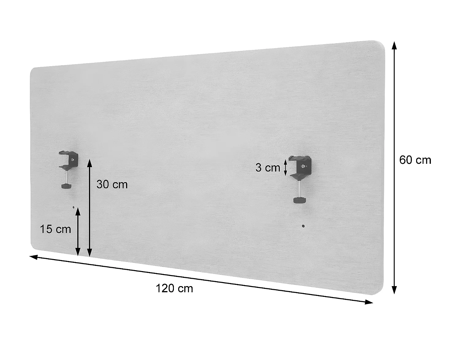 Cloison acoustique de bureau MCW-G75,  120x60cm, marron-gris