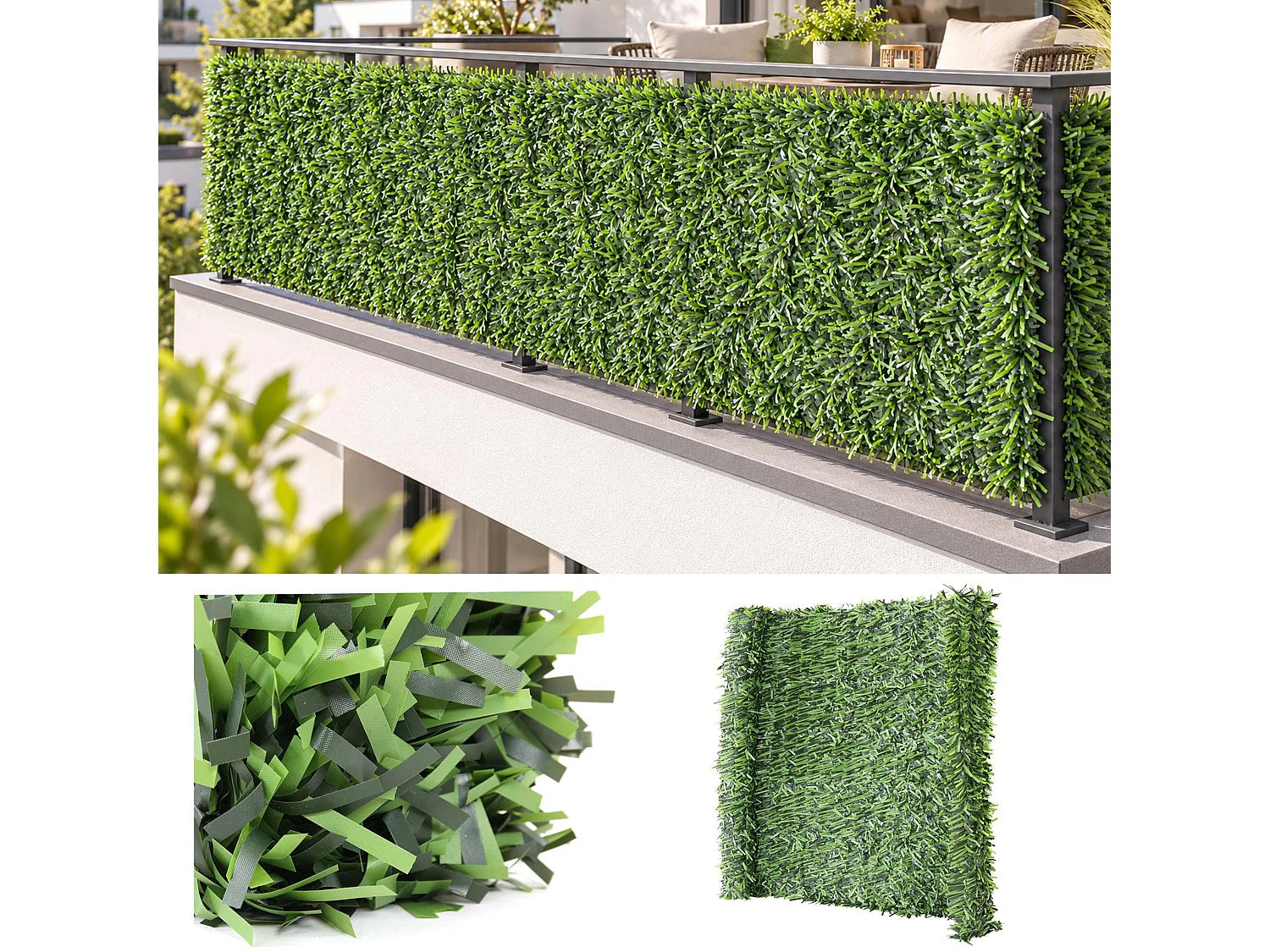 Pare-vue de balcon N77 300x150cm feuille,  500x150cm sapin clair