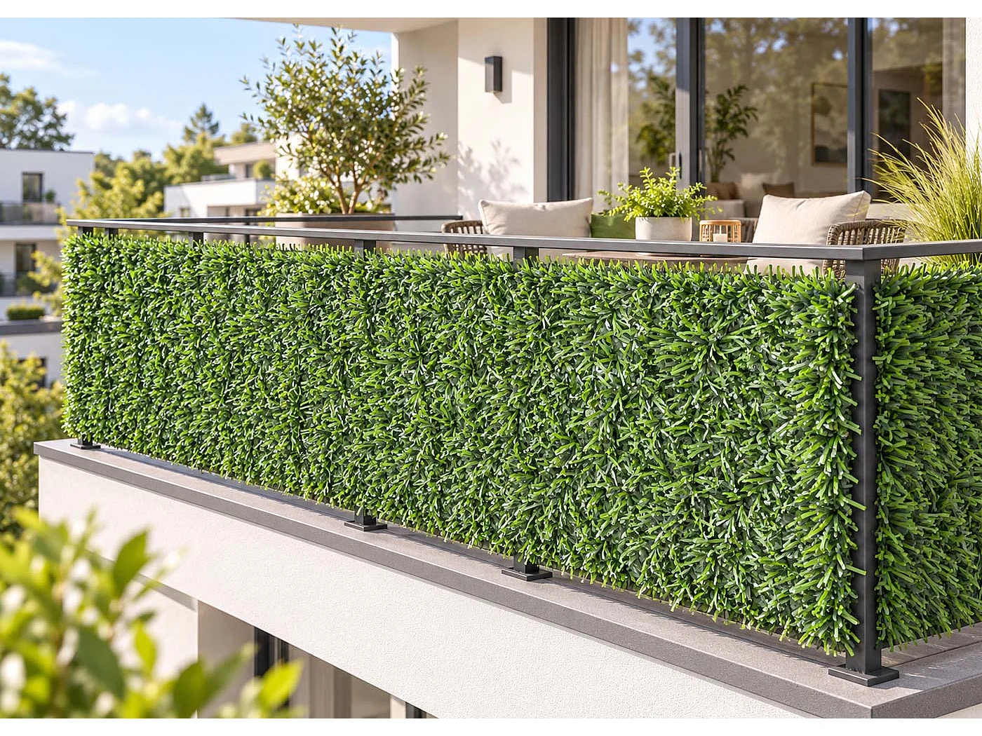 Pare-vue de balcon N77 300x150cm feuille,  500x150cm sapin clair