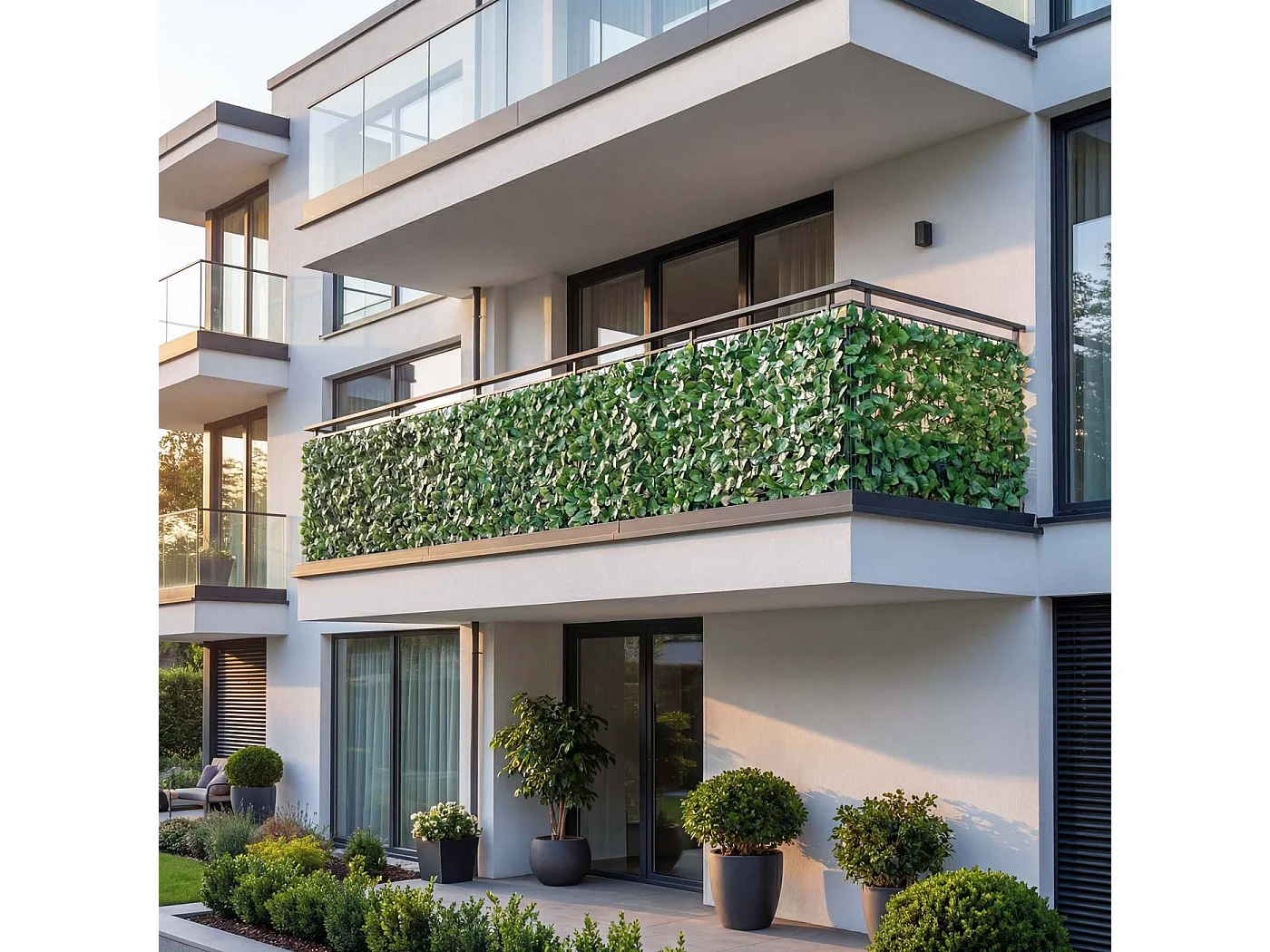 Osłona balkonu N77 III Blatt,  500 x 100 cm, ciemny kolor