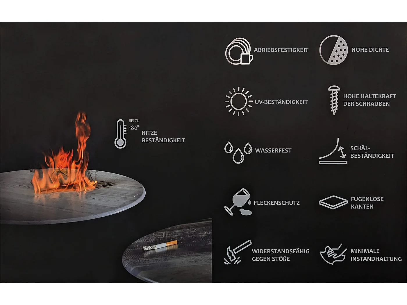 Tavolo pranzo salotto soggiorno MCW-M55 76x135x80cm laminato HPL legno scuro effetto palissandro