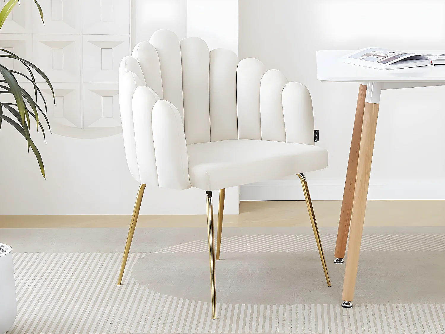 Lot de 2 chaises de salle à manger en velours "Alma" - Beige