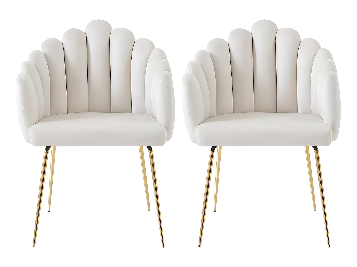 Lot de 2 chaises de salle à manger en velours "Alma" - Beige