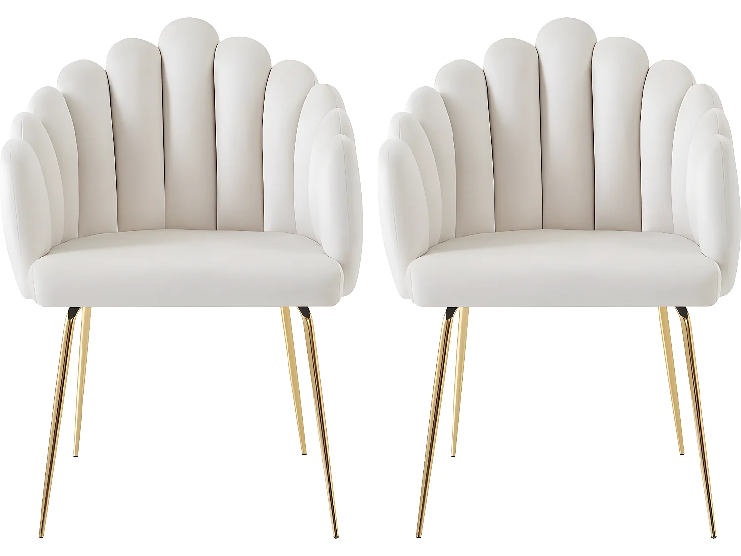 Lot de 2 chaises de salle à manger en velours "Alma" - Beige