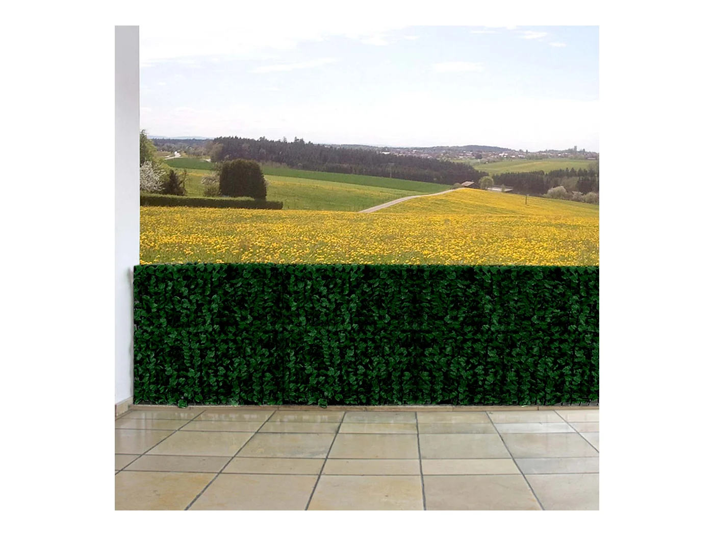 Pare-vue de balcon N77 300x150cm feuille,  feuilles foncées 300x100cm