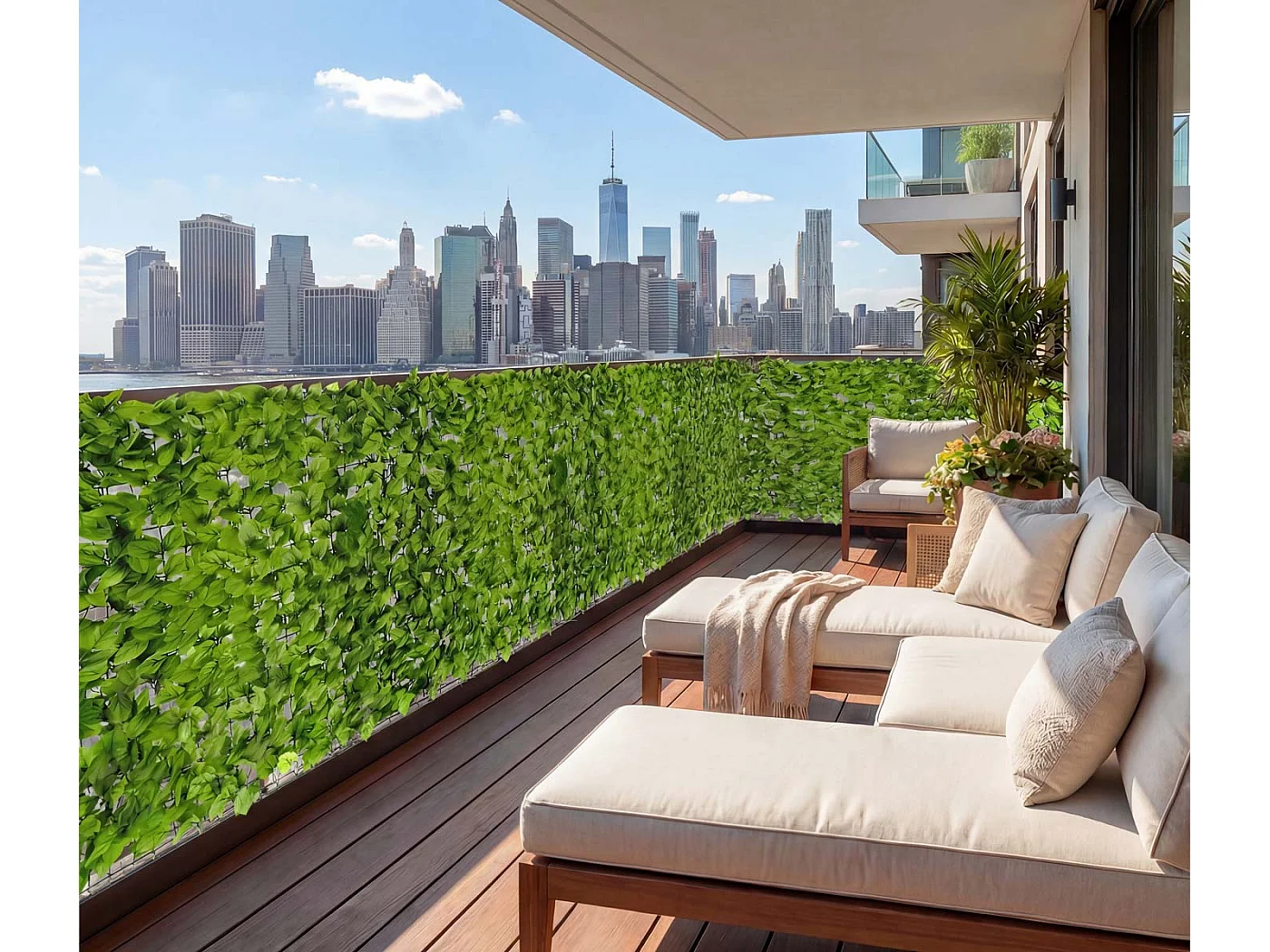 Balkonsichtschutz N77 II Blatt, 300x150cm Blatt hell