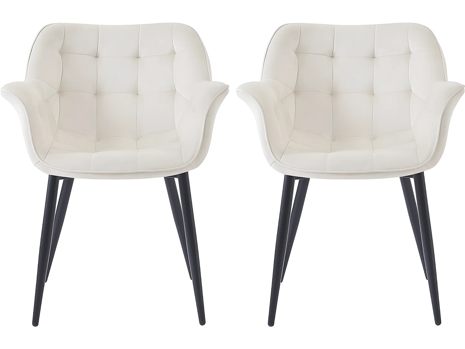 Lot de 2 chaises de salle à manger en velours "Salomé" - Beige