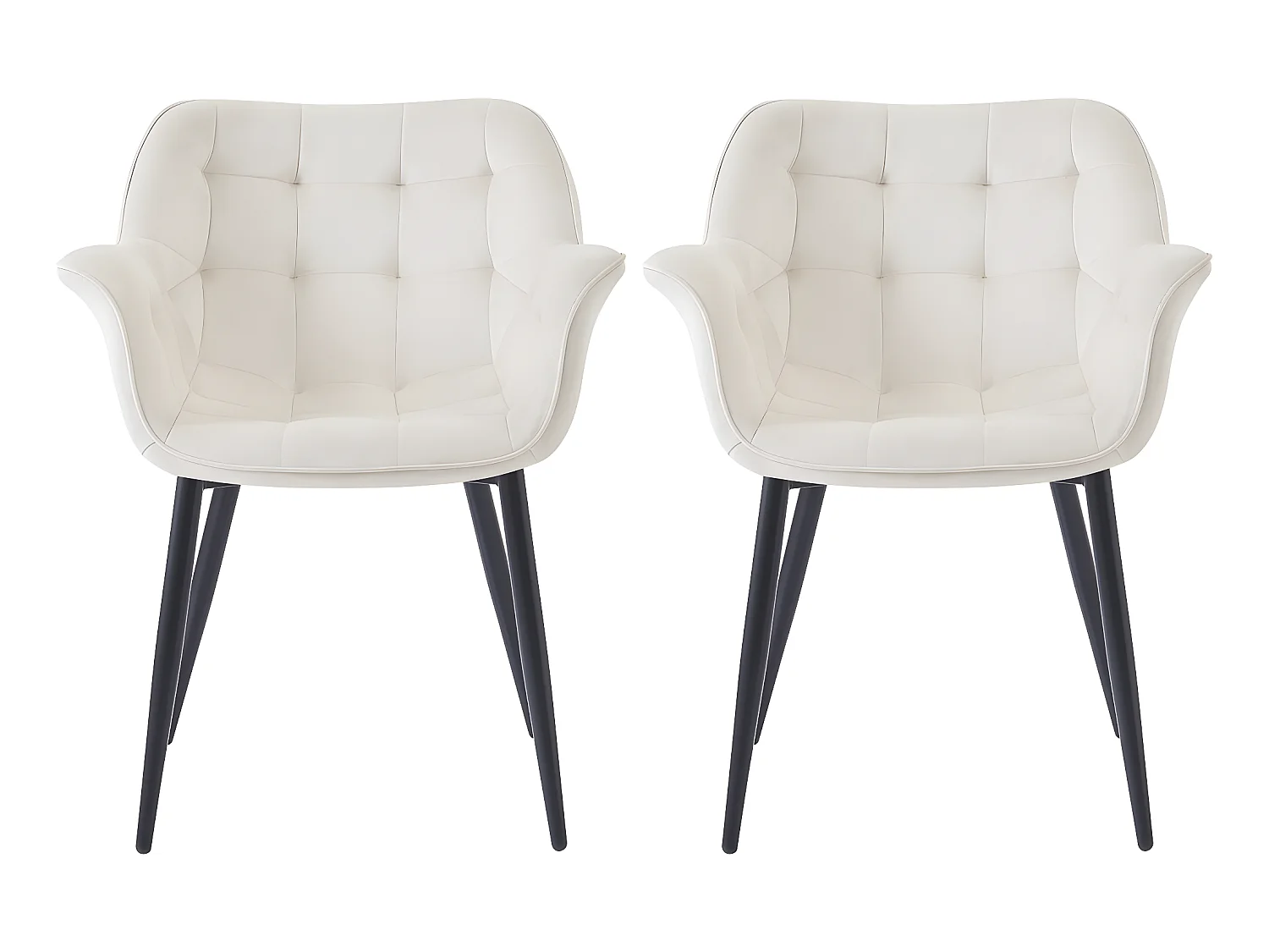 Lot de 2 chaises de salle à manger en velours "Salomé" - Beige