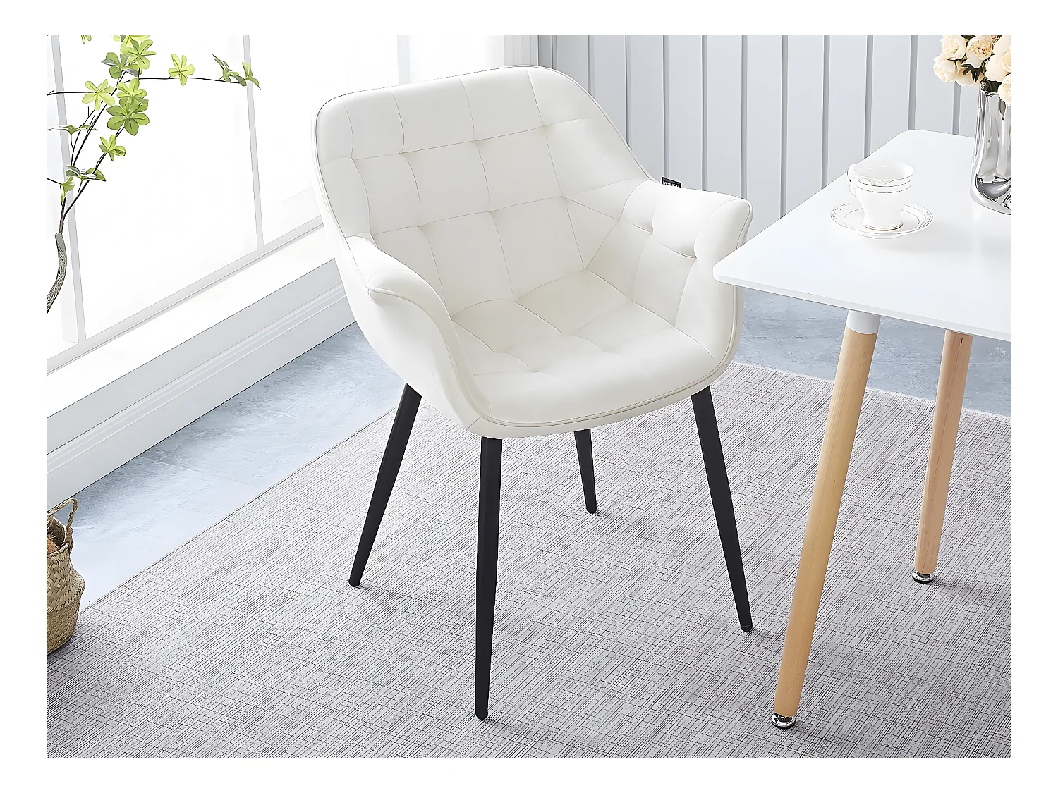 Lot de 2 chaises de salle à manger en velours "Salomé" - Beige