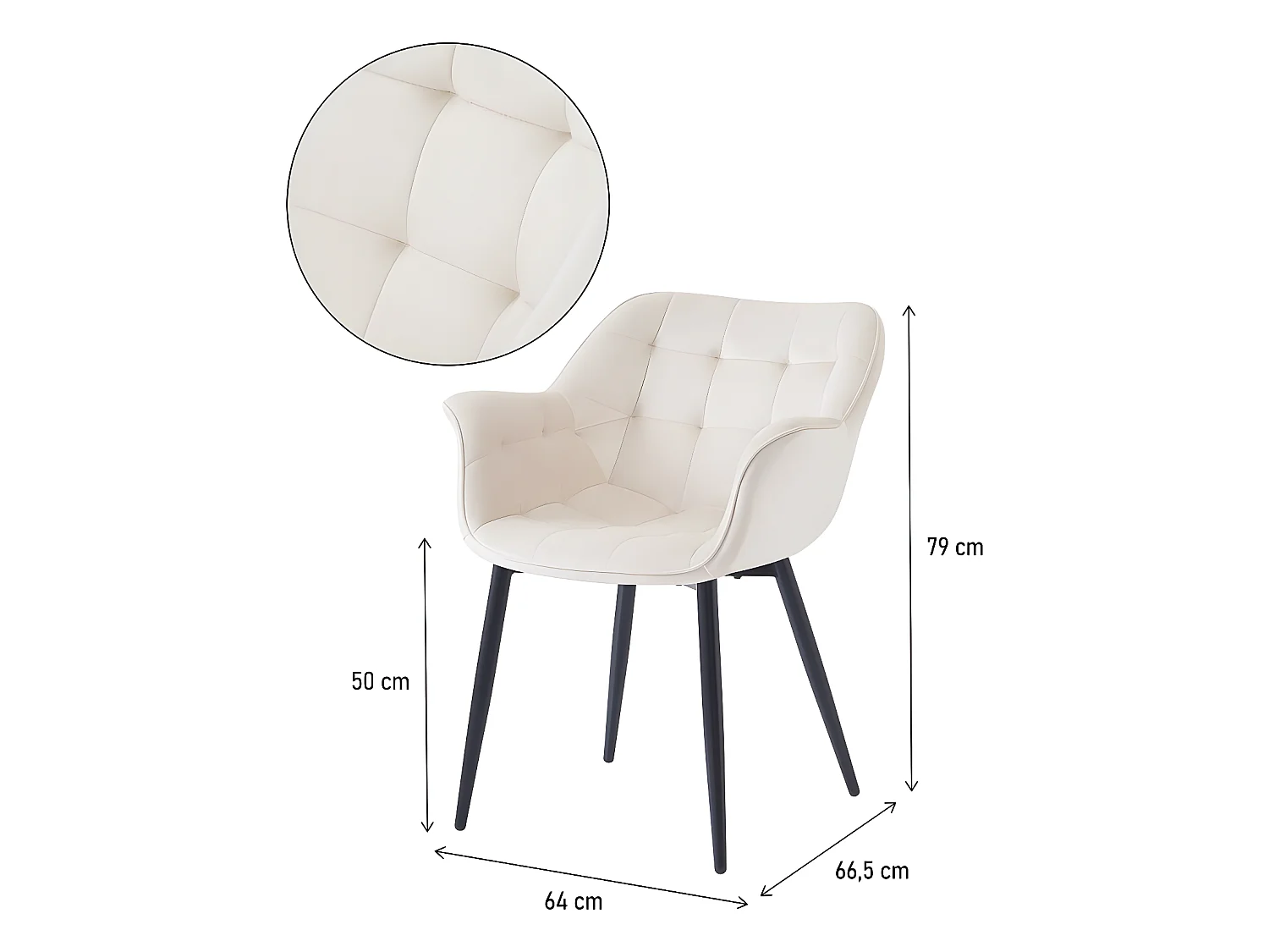 Lot de 2 chaises de salle à manger en velours "Salomé" - Beige