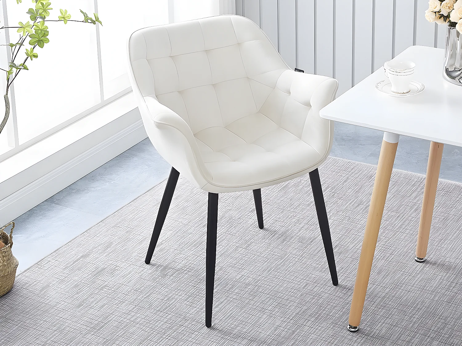 Lot de 2 chaises de salle à manger en velours "Salomé" - Beige