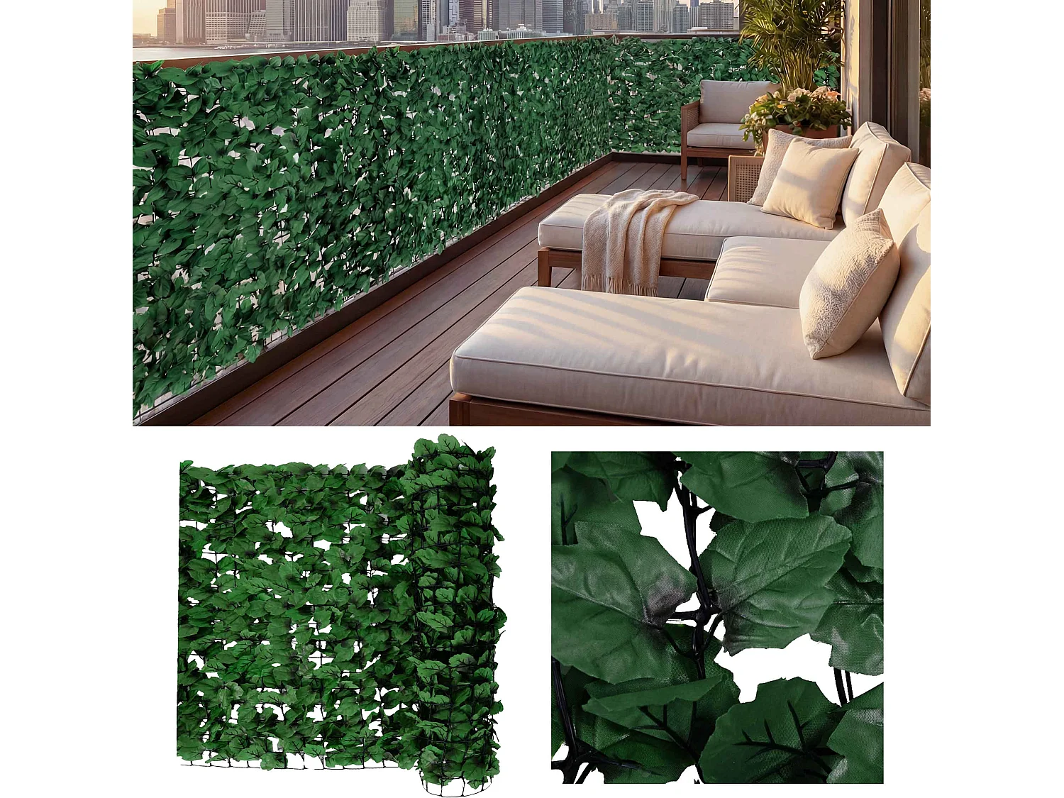 Siepe artificiale privacy balcone giardino rete decorativo N77 poliestere scuro 300x150cm