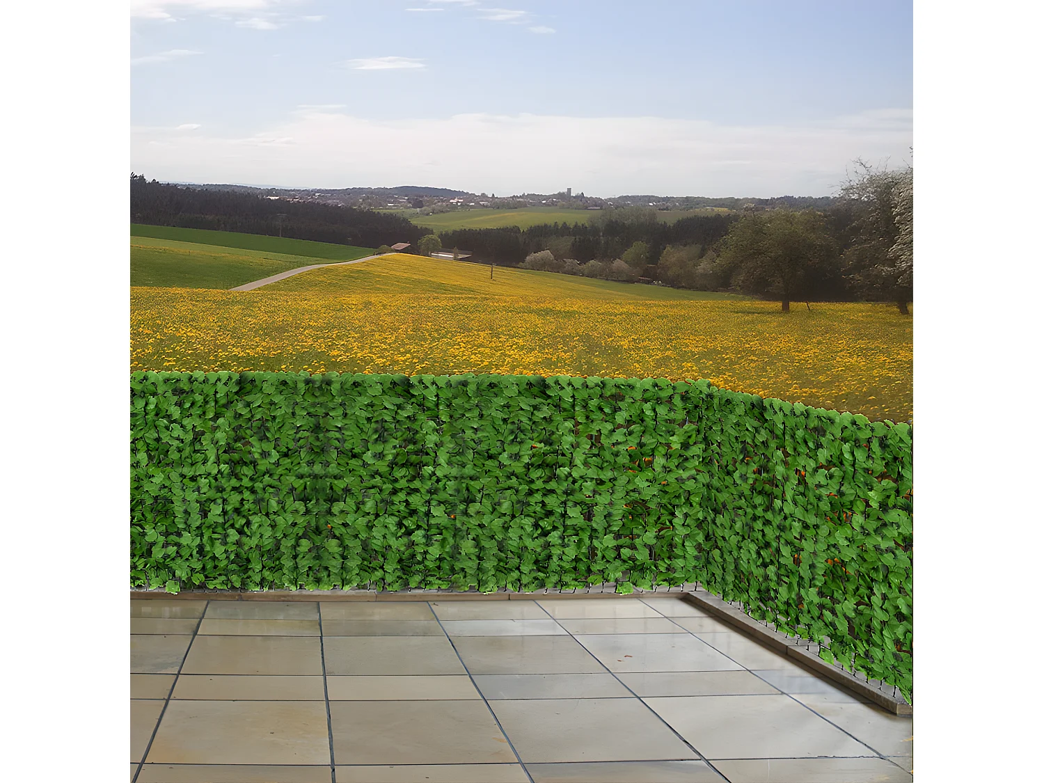 Siepe artificiale privacy balcone giardino rete decorativo N77 poliestere chiaro 300x100cm