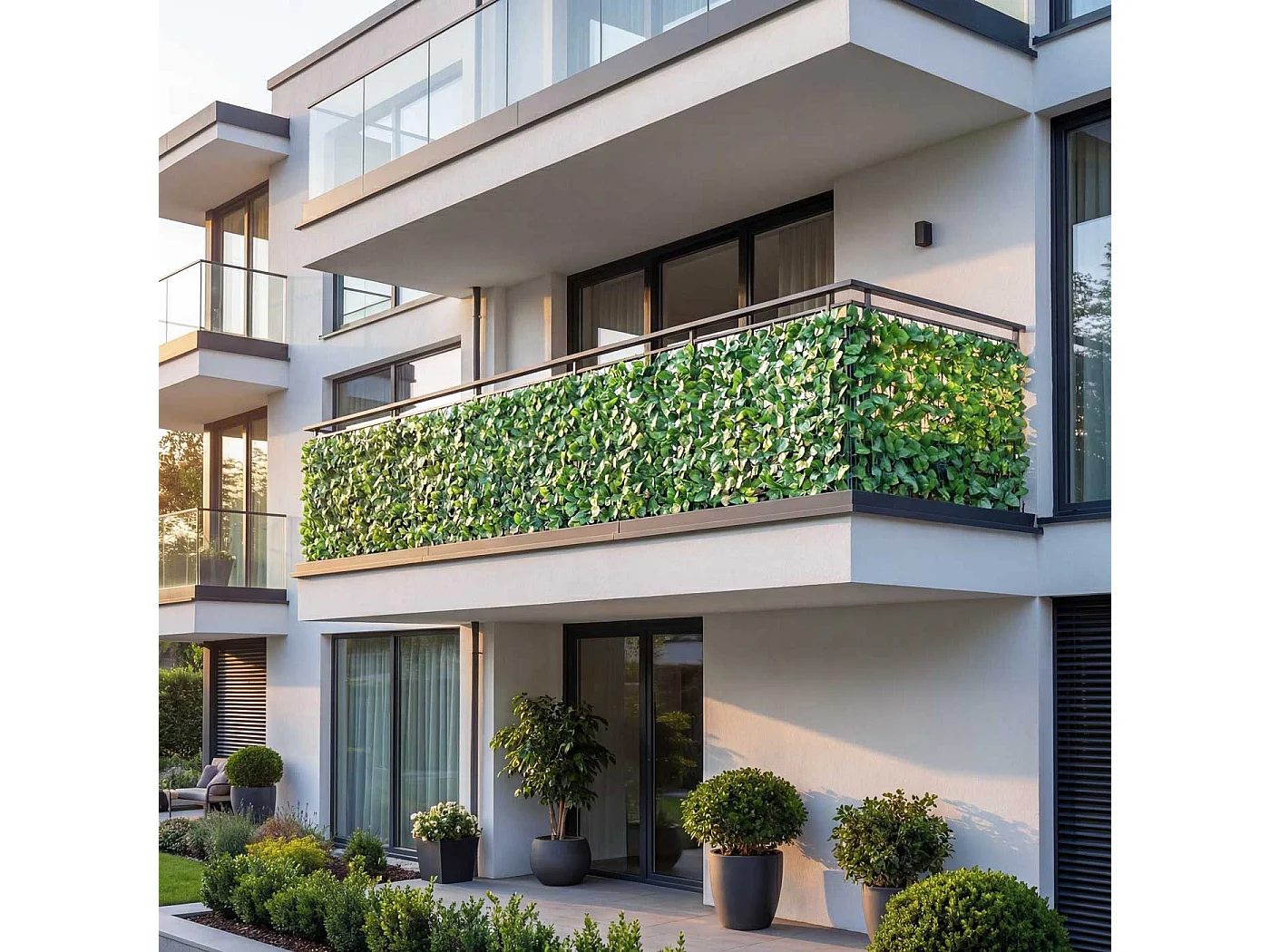 Balkonsichtschutz N77 I Blatt, 300x100cm Blatt hell