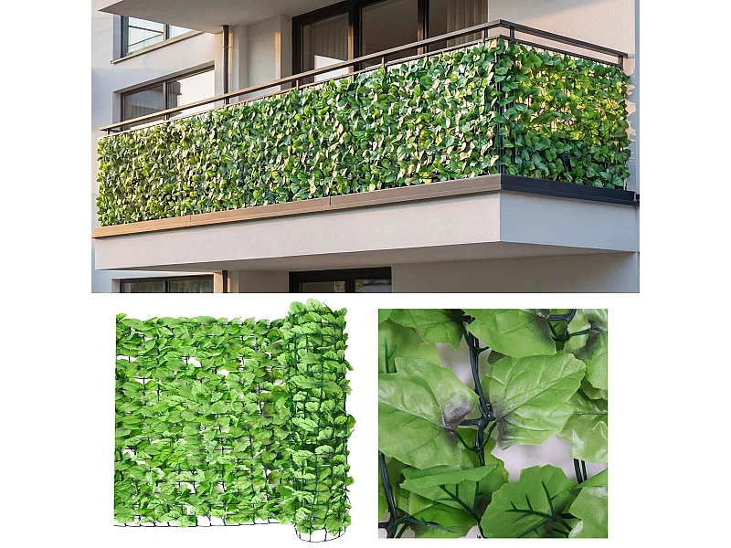 Balkonsichtschutz N77 I Blatt, 300x100cm Blatt hell