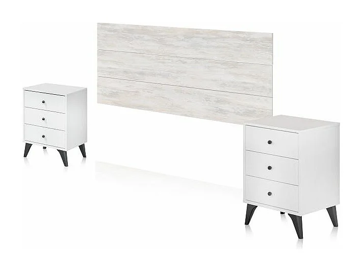 Cabecero con mesitas Iconic Blanco Velho - Negro