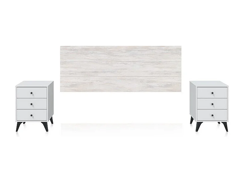 Cabecero con mesitas Iconic Blanco Velho - Negro