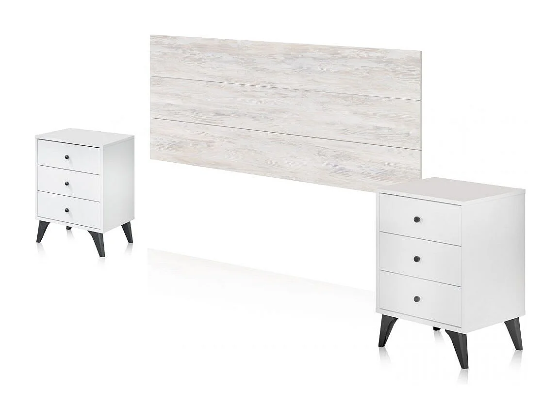 Cabecero con mesitas Iconic Blanco Velho - Negro