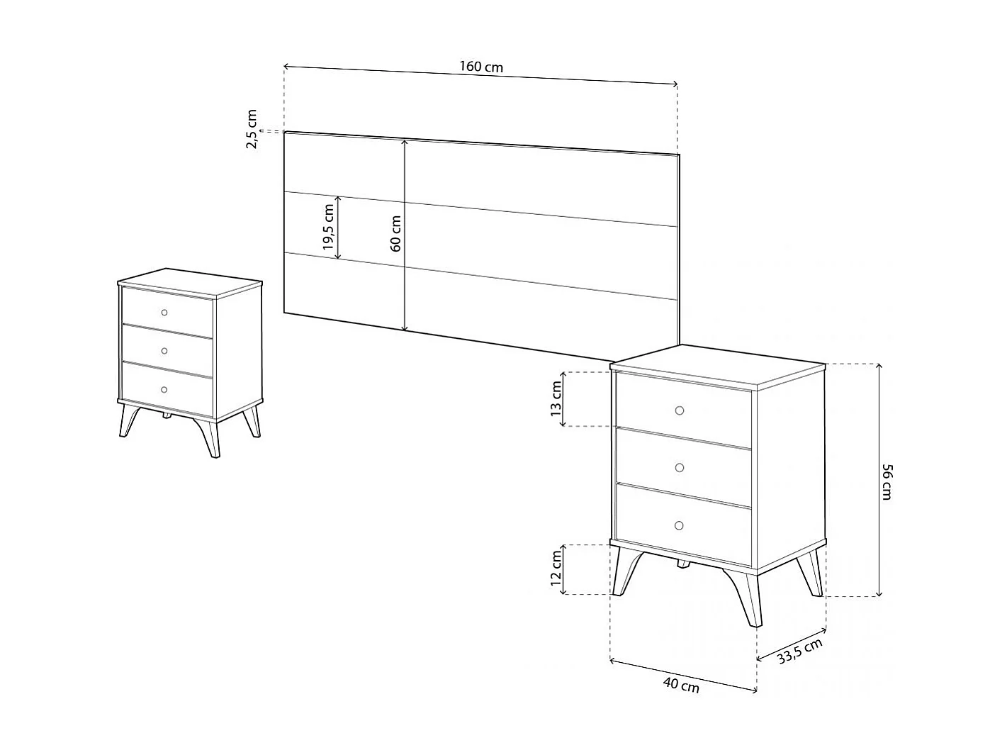 Cabecero con mesitas Iconic Blanco Velho - Negro