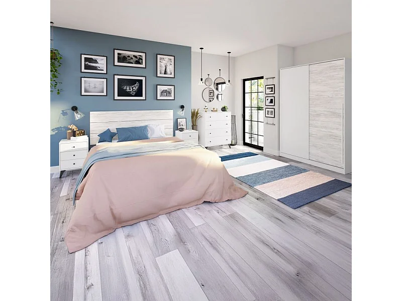 Mesita de noche Iconic Blanco Artik (Blanco Mate) - Negro