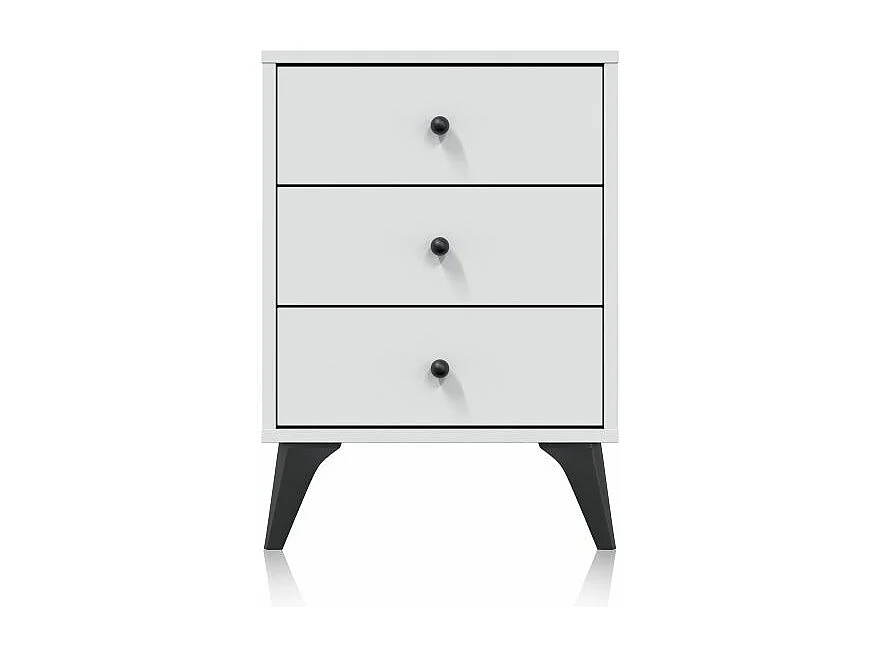 Mesita de noche Iconic Blanco Artik (Blanco Mate) - Negro