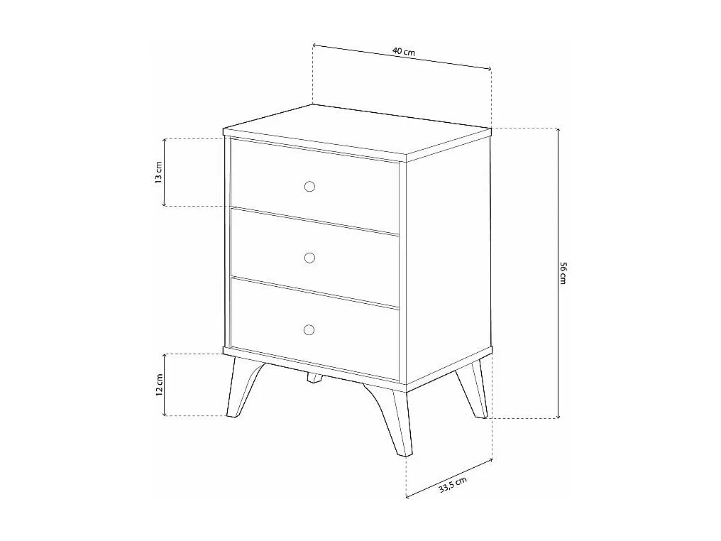 Mesita de noche Iconic Blanco Artik (Blanco Mate) - Negro