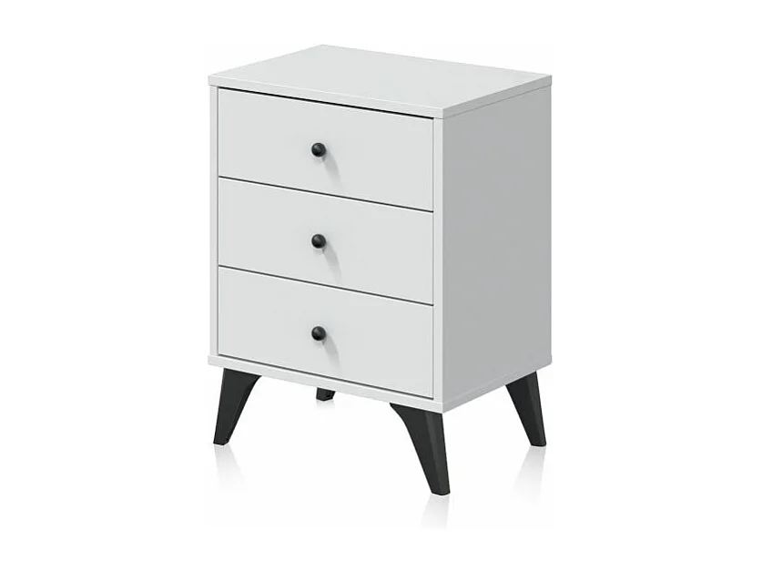 Mesita de noche Iconic Blanco Artik (Blanco Mate) - Negro