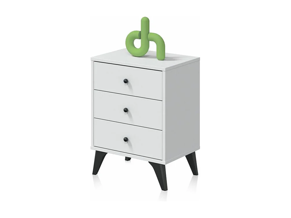 Mesita de noche Iconic Blanco Artik (Blanco Mate) - Negro