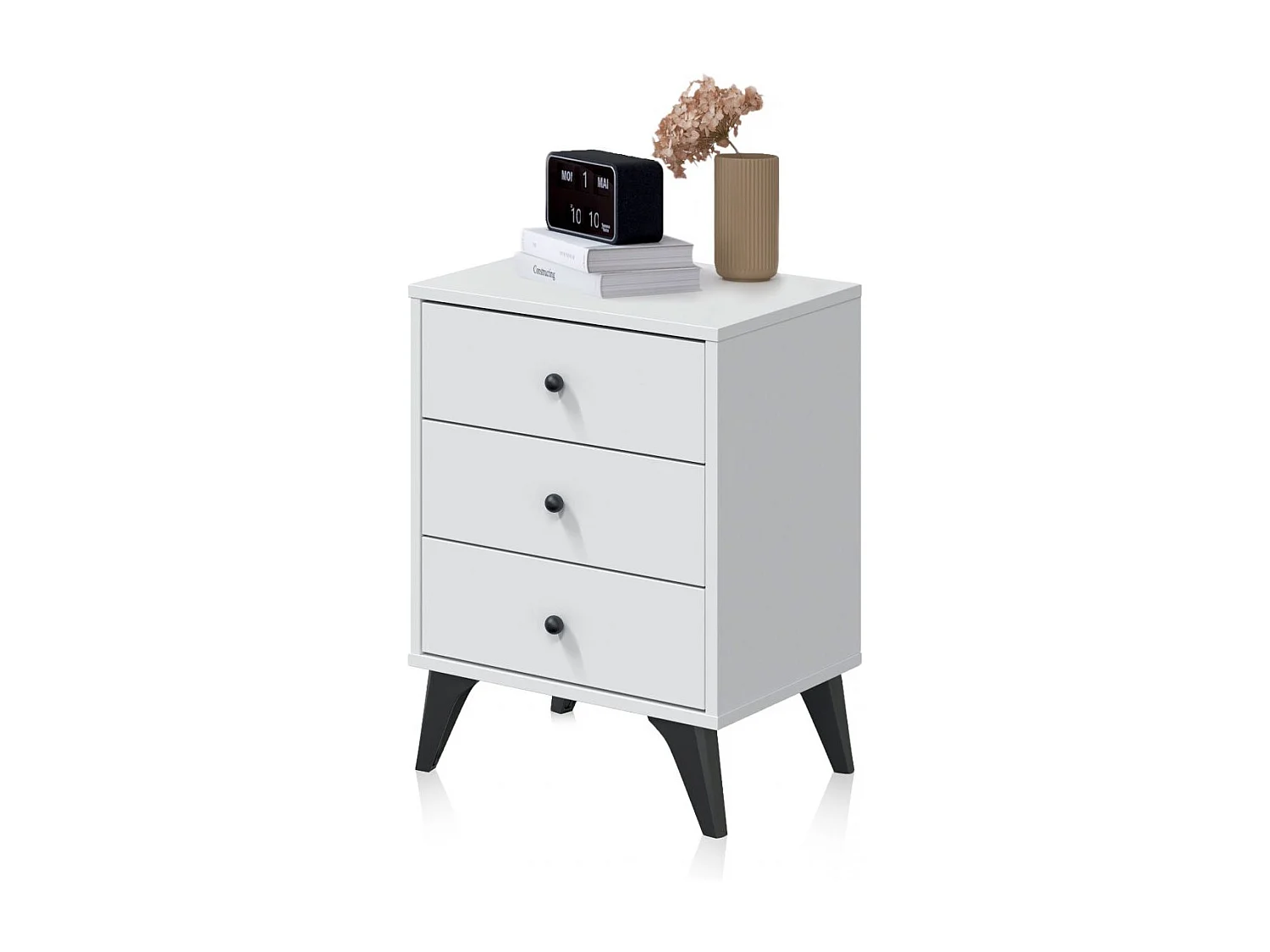 Mesita noche Iconic Blanco Artik (Blanco Mate) - Negro