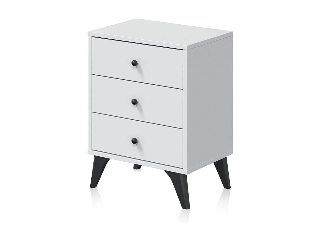 Mesita noche Iconic Blanco Artik (Blanco Mate) - Negro