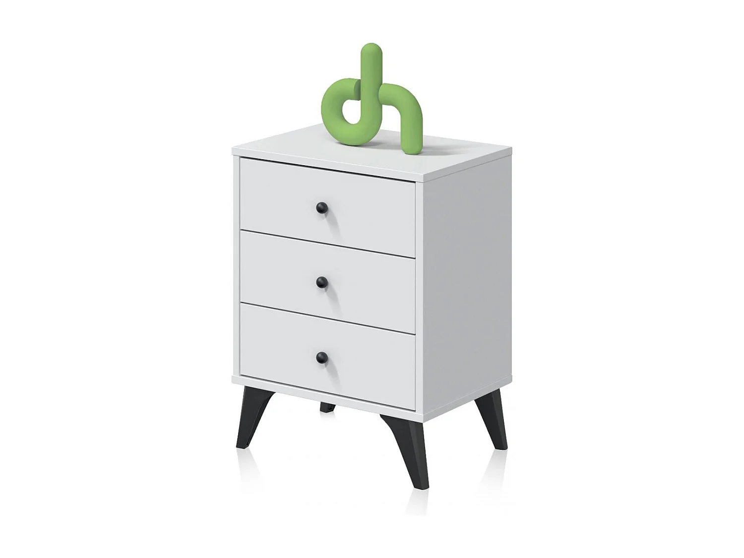 Mesita noche Iconic Blanco Artik (Blanco Mate) - Negro