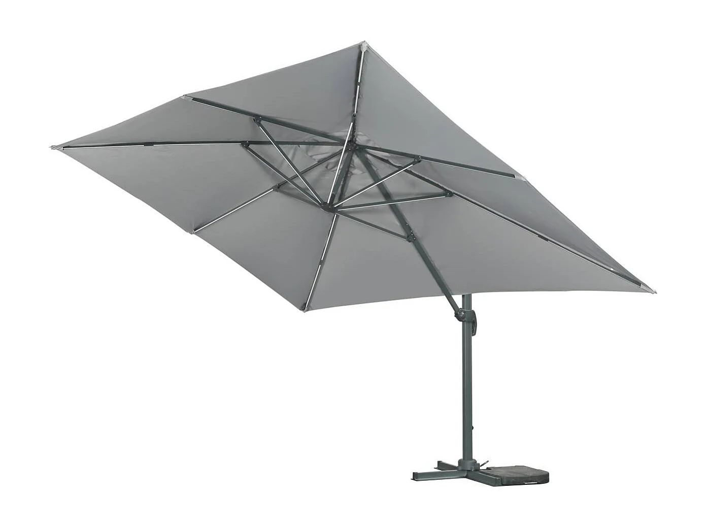 Guarda-sol jardim deportado LED Alu "Sun 3 Luxe" - Quadrado - 3 x 3 m - Cor Cinza - Lajes pesadas incluídas