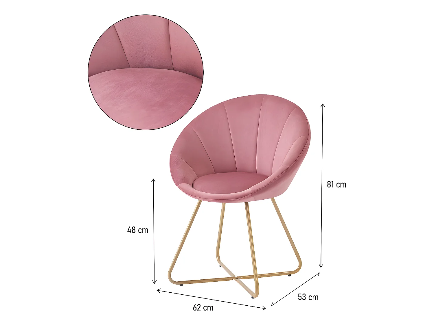 Lot de 2 chaises de salle manger en velours "Rosalie" - Rose