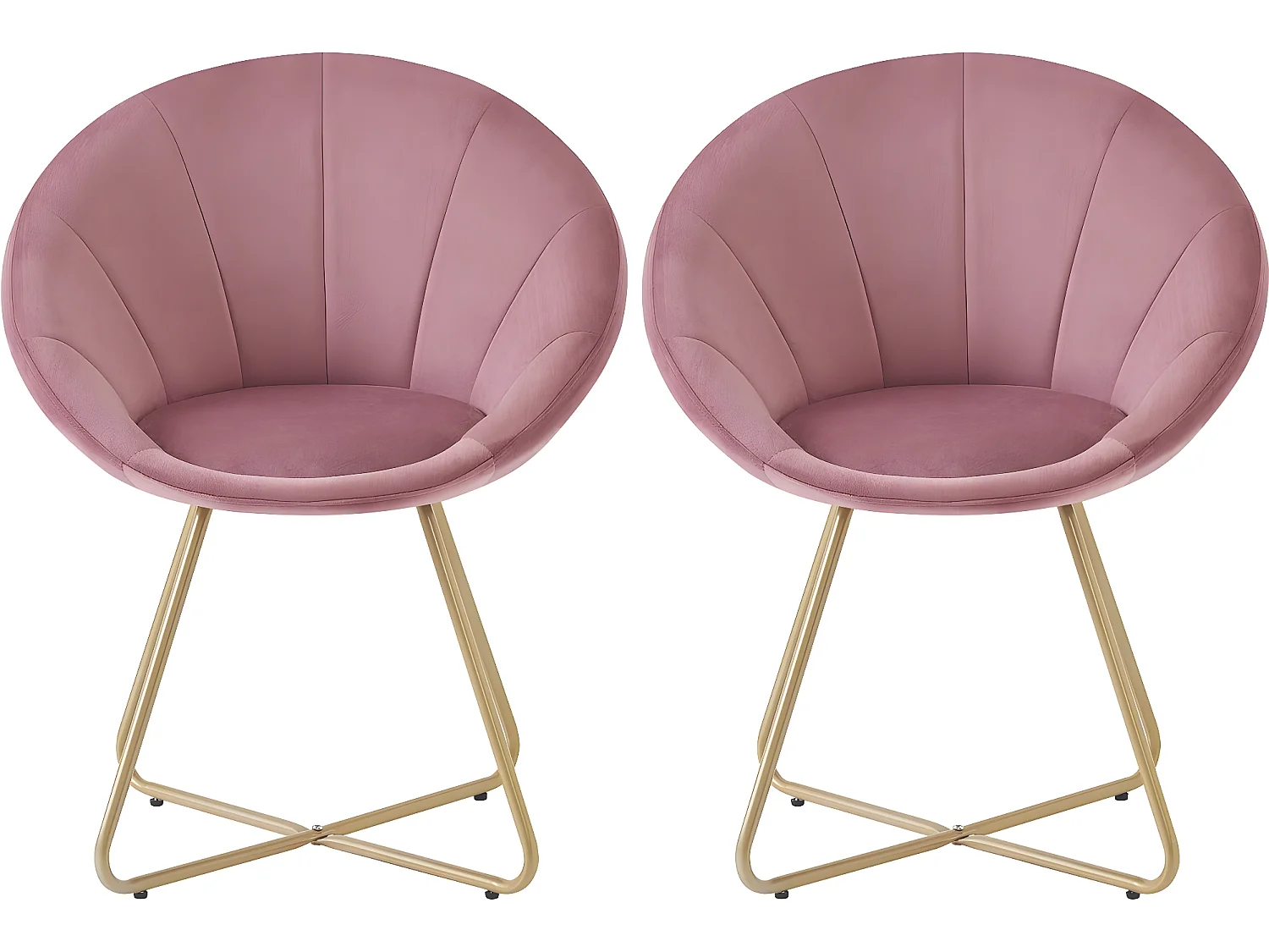 Eetkamerstoelen set 2 stuks stoelen velours fluweel "Rosalie" - Rose