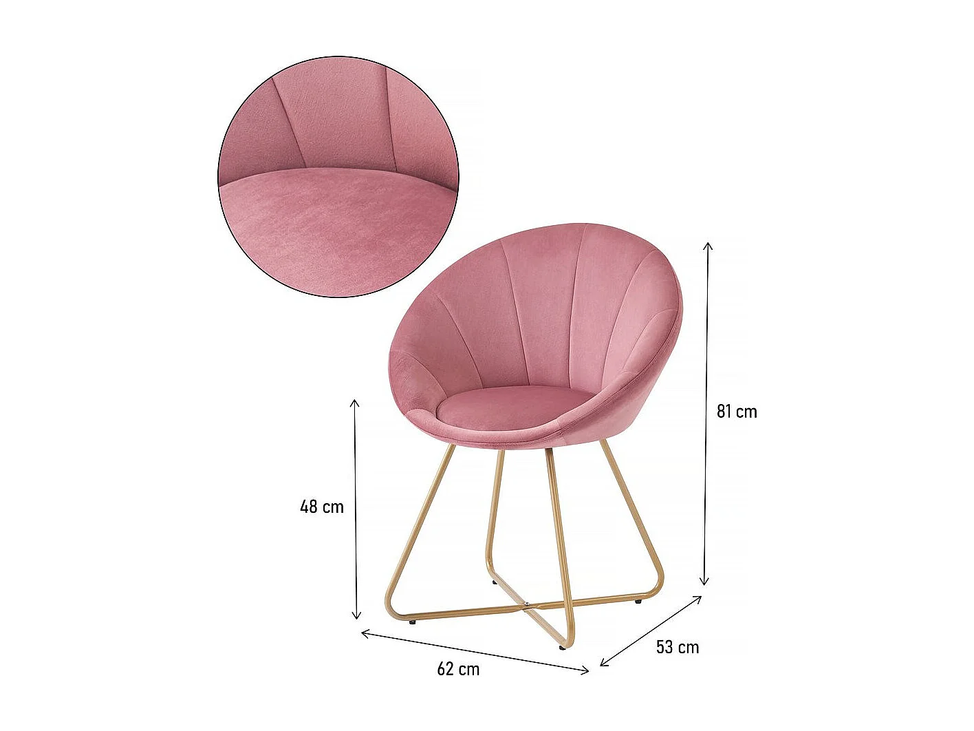 Set di 2 sedie per sala da pranzo in velluto "Rosalie" - Rosa