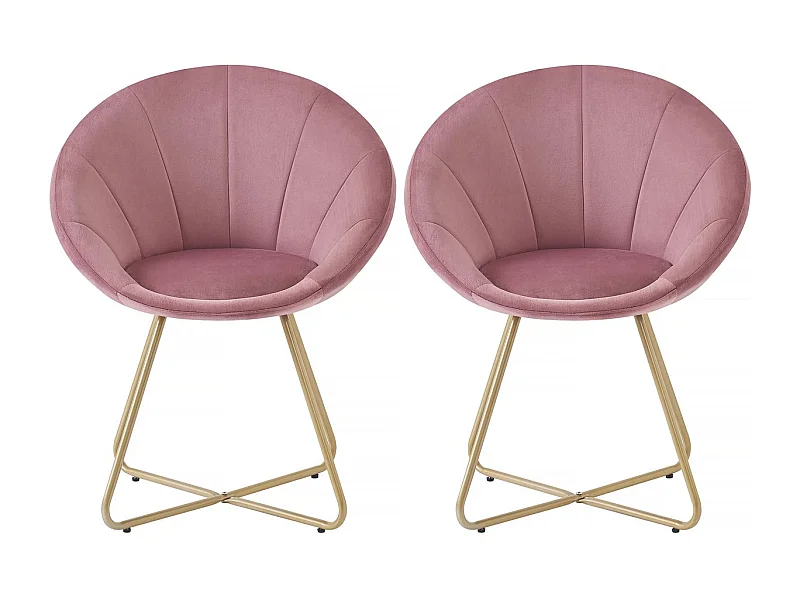 Eetkamerstoelen set 2 stuks stoelen velours fluweel "Rosalie" - Rose