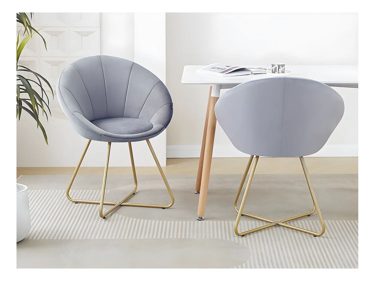 Set di 2 sedie per sala da pranzo in velluto "Rosalie" - Grigio