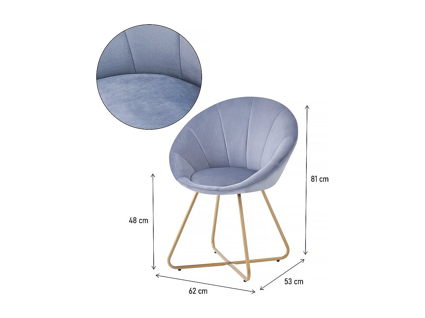 Eetkamerstoelen set 2 stuks stoelen velours fluweel "Rosalie" - Grijs