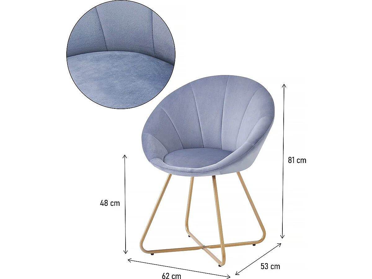 Set med 2 Sammet Matstolar "Rosalie" - Grå, Modern Design, Bekväma, 120 kg Kapacitet