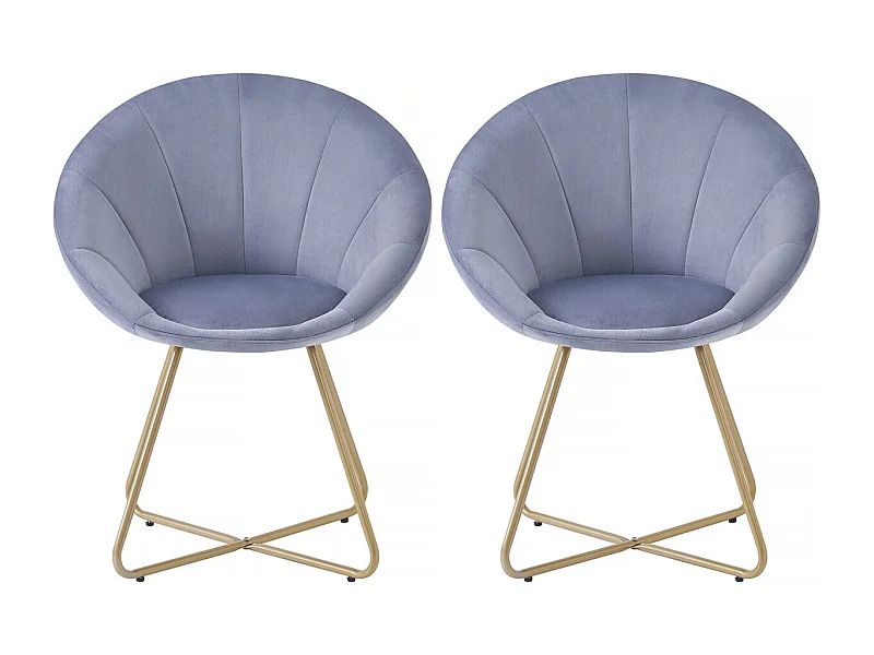 Eetkamerstoelen set 2 stuks stoelen velours fluweel "Rosalie" - Grijs