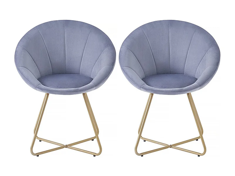 Zestaw 2 aksamitnych krzesel do jadalni "Rosalie" – szary