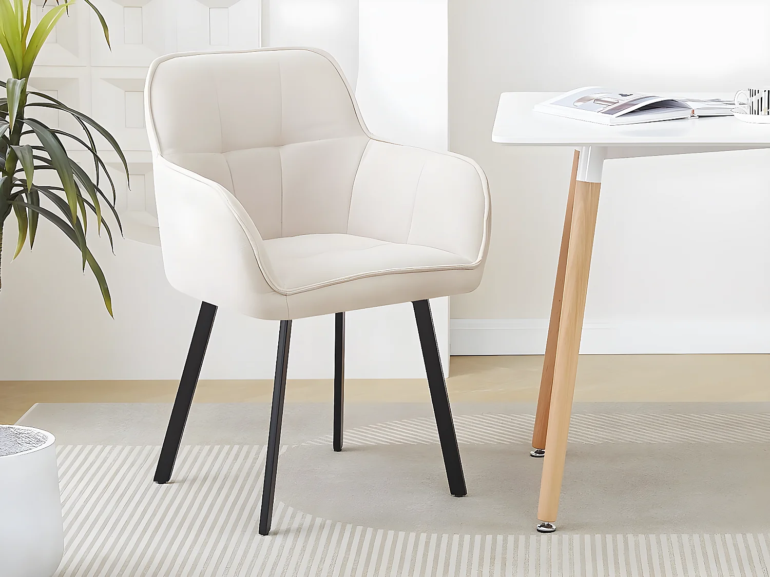Esszimmerstühle aus Stoff 2er-Set "Léonie" - Beige